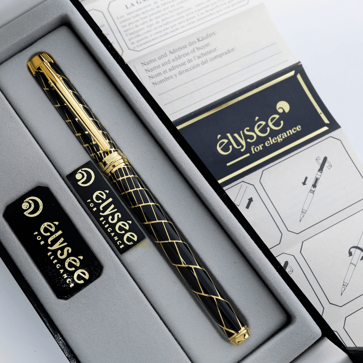 Elysee Parthenon Trajan Black and Gold Vermeil Fountain Pen