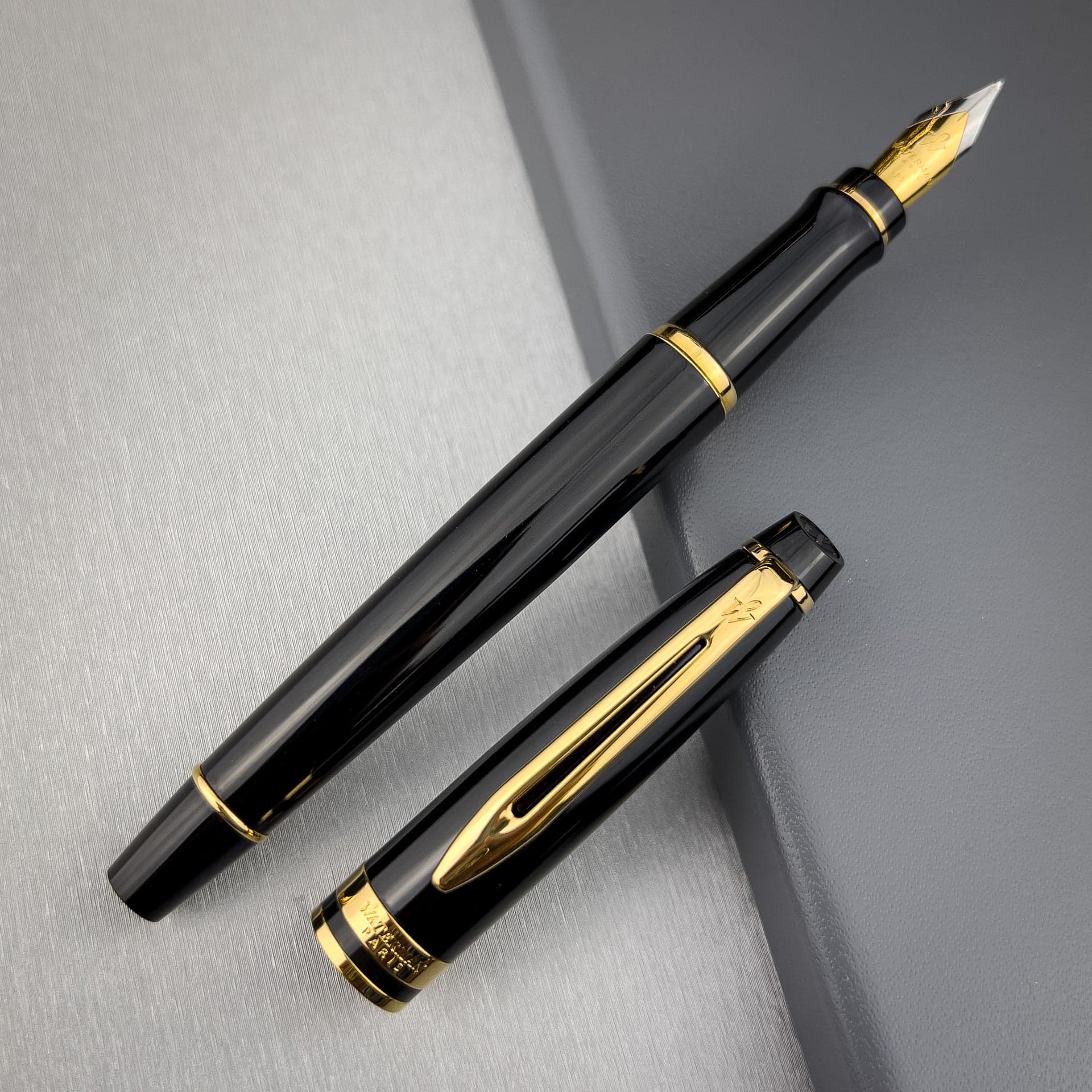 Waterman Expert Fountain Pen - Black w/ Gold Trim