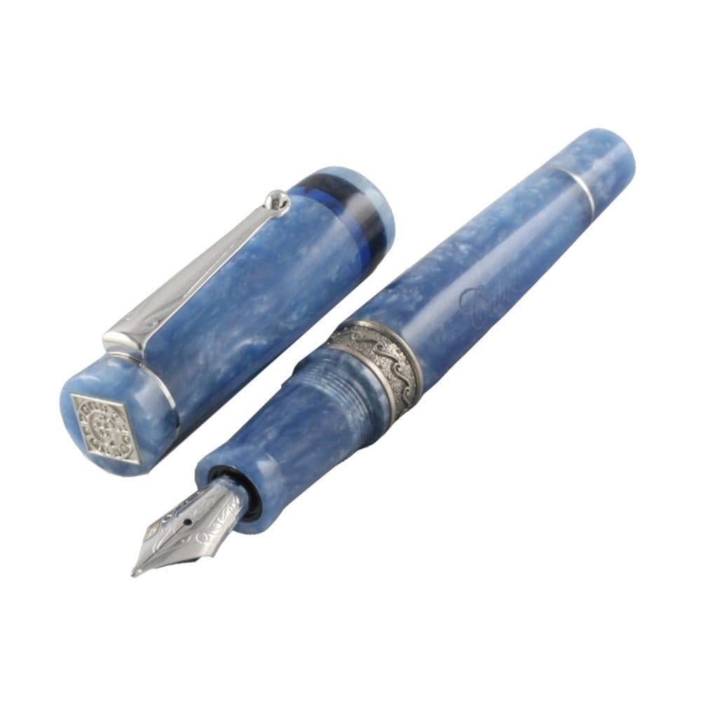 Delta Capri Marina Piccola Blue Resin with Sterling Silver Trim Fountain Pen