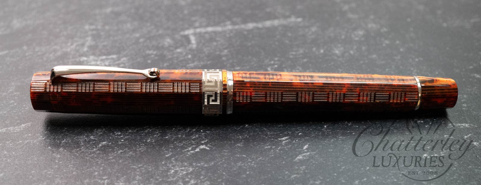 Armando Simoni Club Gladiatore Medio Bespoke 2025 Arco Bronze Guilloche Fountain Pen - Rhodium